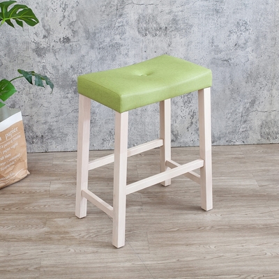Boden-簡約吧檯椅/吧台椅/休閒高腳椅-洗白色+綠色布紋皮革(DIY組裝)-45x29x60cm