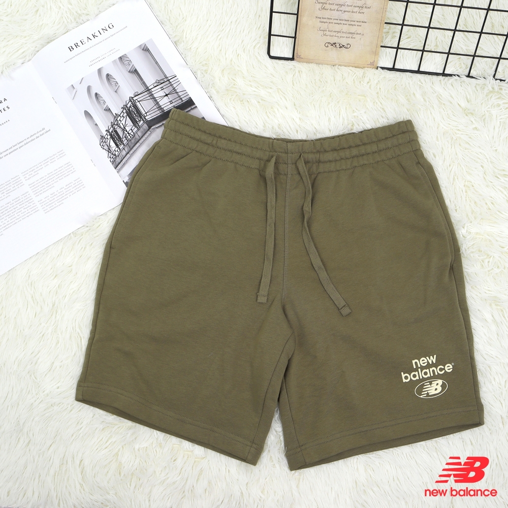 New Balance 短褲 Essentials Shorts 男款 綠 棉褲 運動褲 抽繩 亞規 NB 紐巴倫 AMS31520CGN