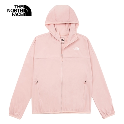 【The North Face 官方旗艦】北面女款粉色防風防曬防潑水連帽外套｜7WCPLK6