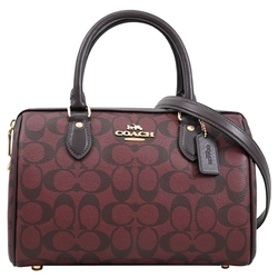 COACH Rowan Satchel Bag 經典C LOGO印花兩用波士頓包(深紅)