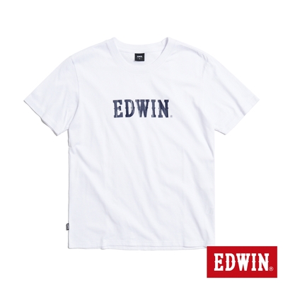 EDWIN 高低差LOGO短袖T恤-男-白色
