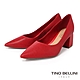 Tino Bellini 巴西進口沖孔尖頭方跟鞋FWDV027-2(紅色) product thumbnail 1