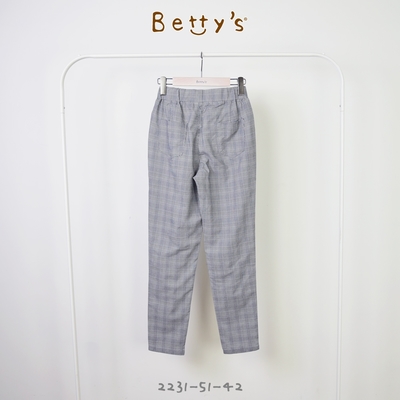 betty’s專櫃款　千鳥格紋鬆緊直筒褲 (黑色)