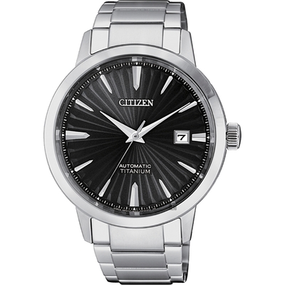 CITIZEN 星辰 鈦 自動上鍊機械手錶 送禮首選-黑x銀/40.5mm NJ2180-89H