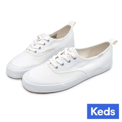 Keds CHAMIPON 復古率性帆布綁帶帆布休閒小白鞋-白 9233W112227