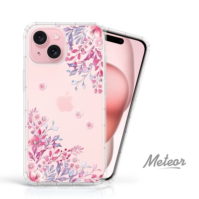 Meteor iPhone 15 6.1吋 奧地利水鑽彩繪防摔殼 - 春日微風