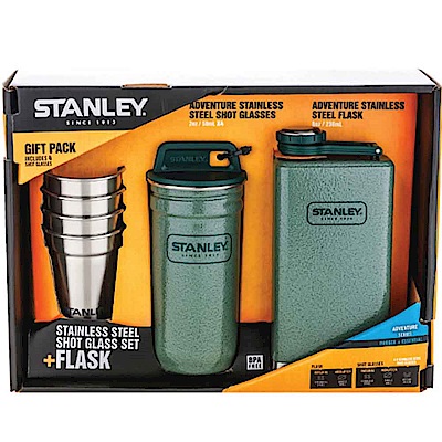 美國Stanley 冒險系列酒壺組236ml 錘紋綠