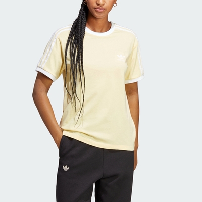 adidas 上衣女款短袖上衣運動亞規3 STRIPES TEE 黃IB7412(S1961