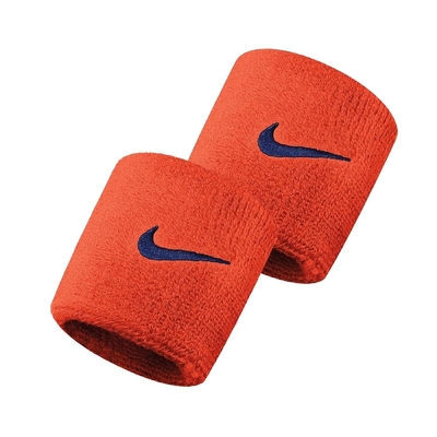 Nike 護腕 Swoosh Wristbands 男女款 球類運動 一對兩隻入 勾勾 橘 藍 N000156580-4OS