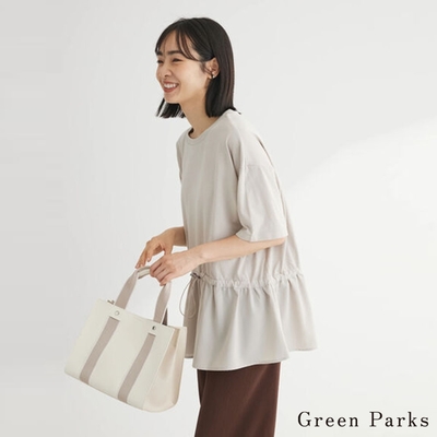 Green Parks 下擺抽繩拼接圓領上衣