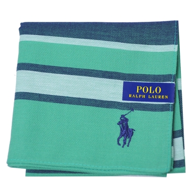 RALPH LAUREN POLO 刺繡小馬LOGO橫紋圖騰帕領巾(鮮綠/墨綠系)