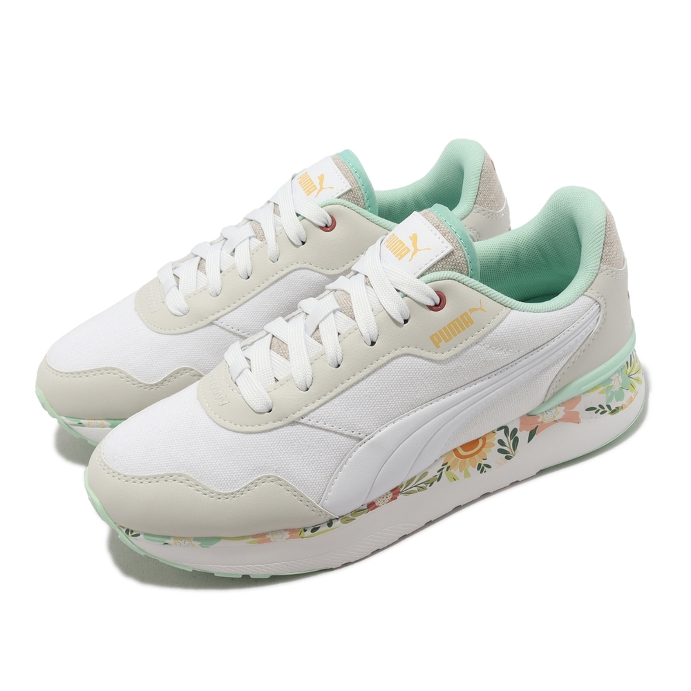 Puma 休閒鞋 R78 Voyage Wild Garden 女鞋 米 綠 小花 微增高 復古 運動鞋 38923501