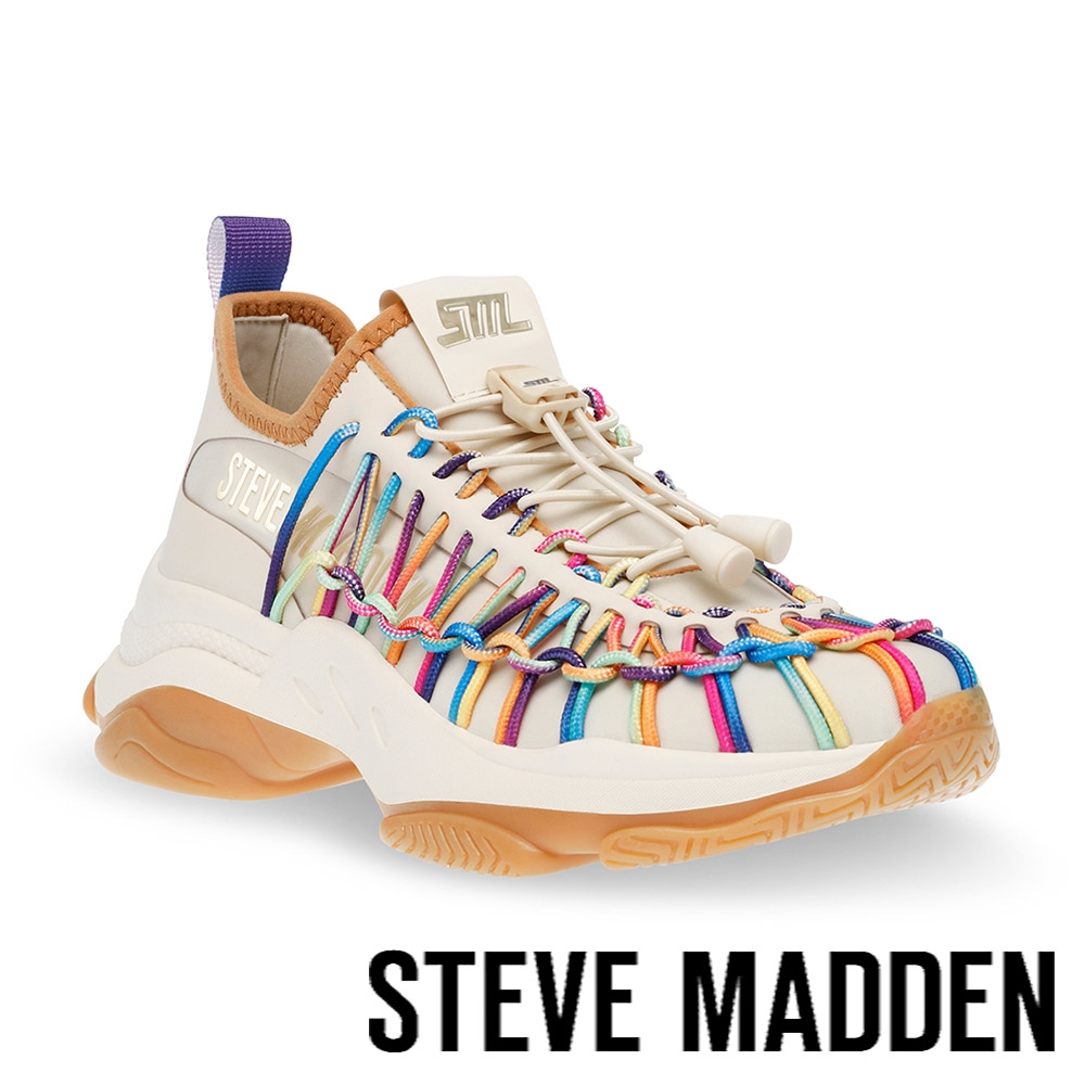 STEVE MADDEN-PROMENADE 編繩鞋面抽繩老爹鞋-米杏色