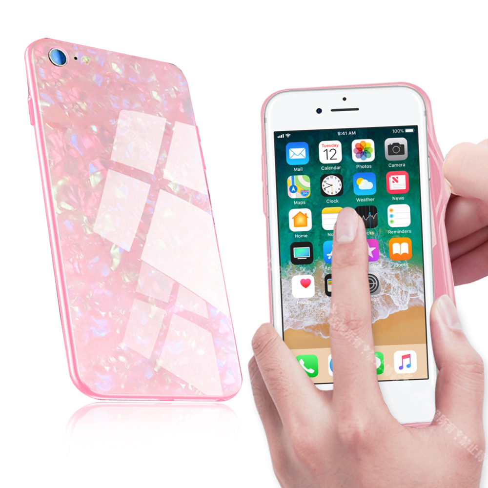 VXTRA夢幻貝殼紋 iPhone 6s Plus 高顏質雙料手機殼(糖霜粉)