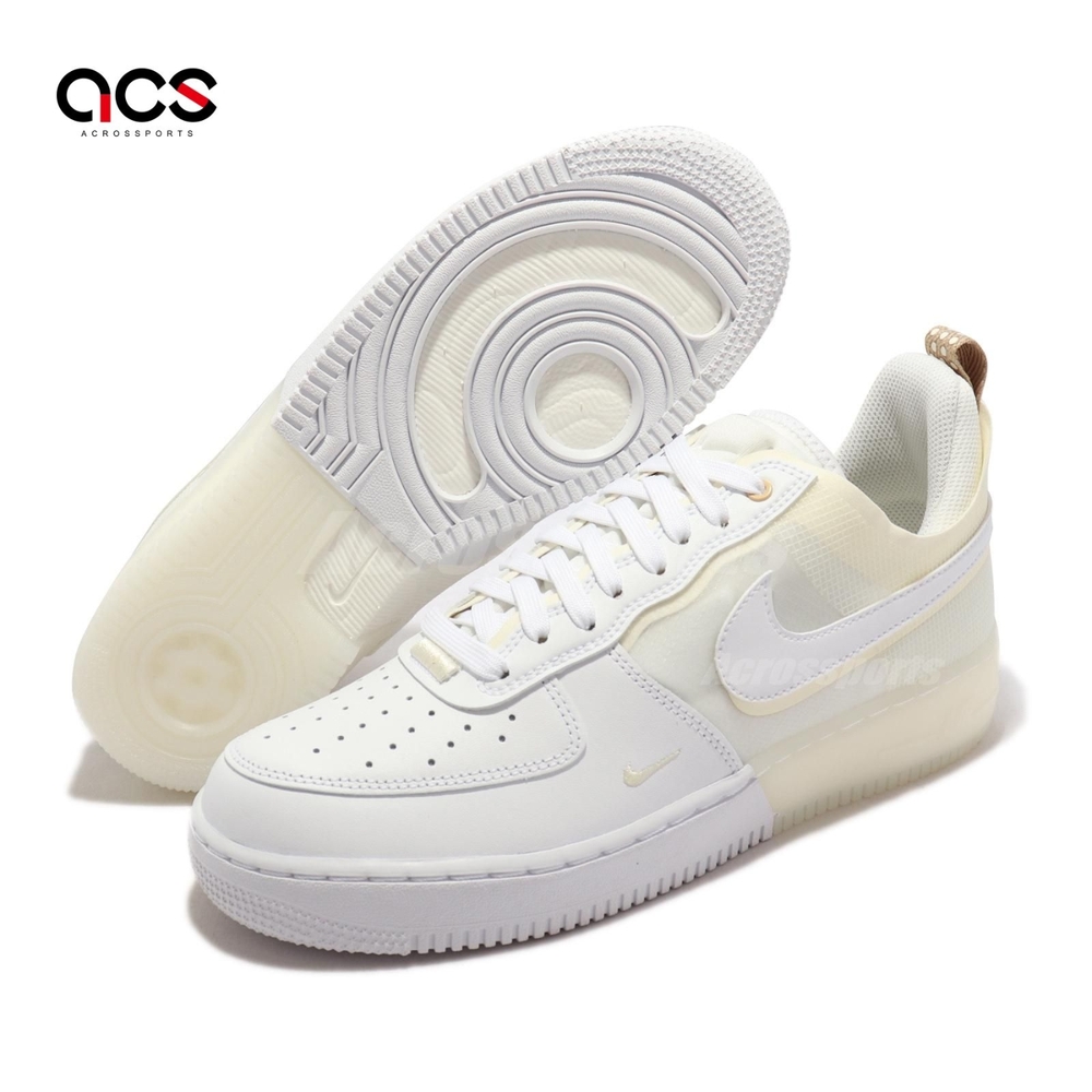 Nike 休閒鞋Air Force 1 React 男鞋白奶油白AF1 解構低筒低筒