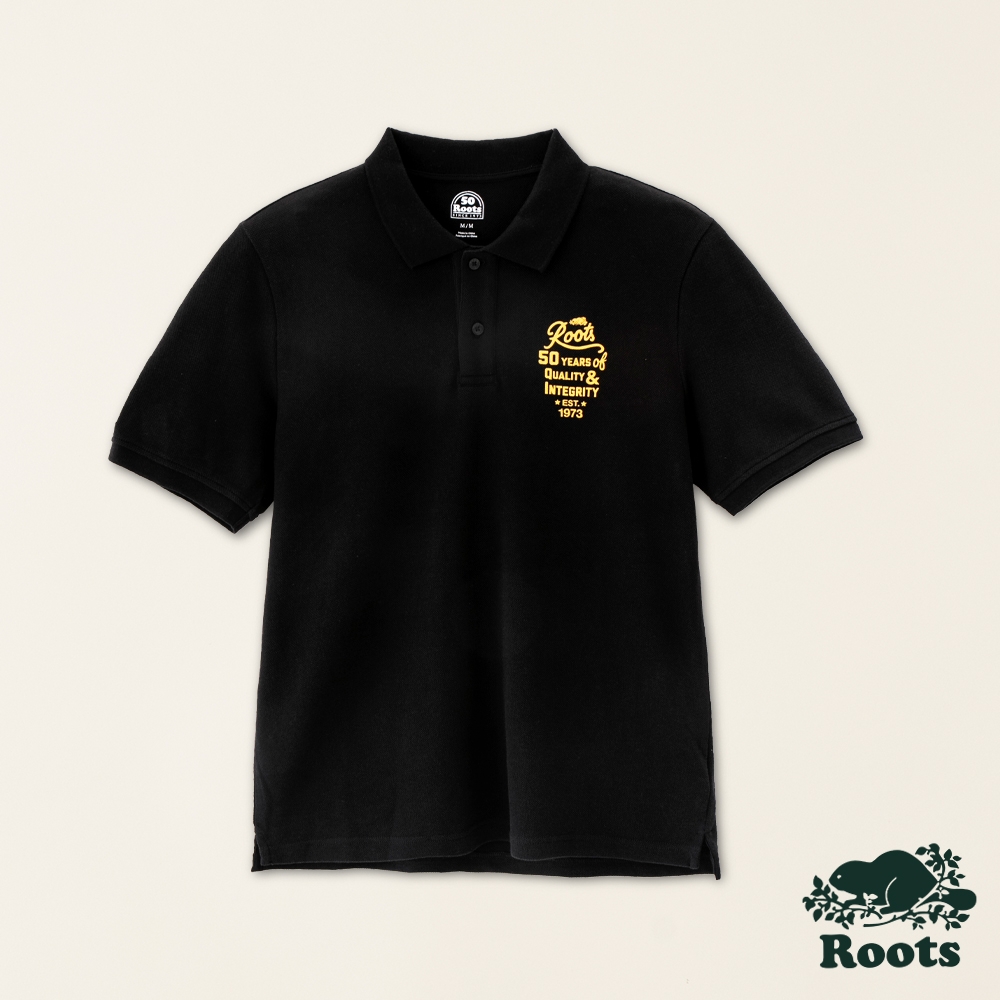 Roots男裝-#Roots50系列 光芒50有機棉POLO衫-黑色 product image 1