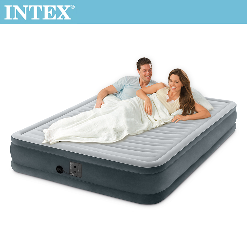 INTEX 豪華型橫條內建電動幫浦充氣床-雙人加大-寬152cm(67769)