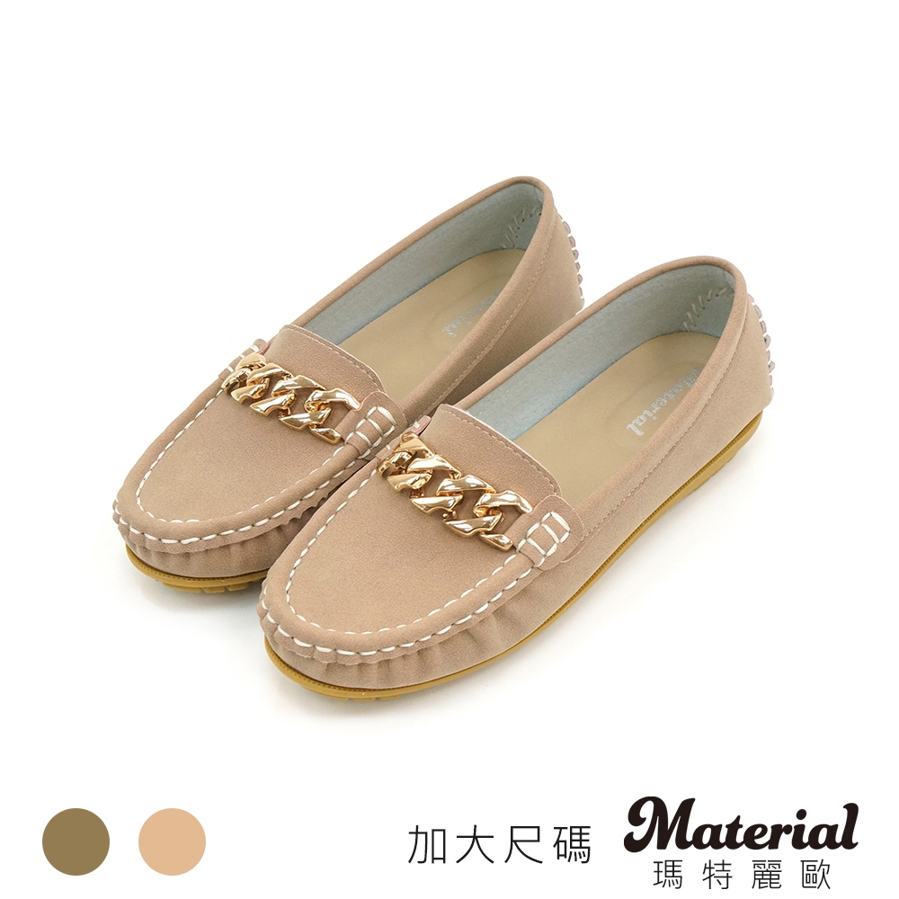 Material瑪特麗歐 懶人鞋 MIT加大尺碼一字鍊條豆豆鞋 TG53041 (粉色)