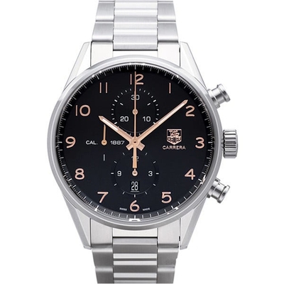 TAG HEUER 豪雅 CARRERA 系列數字鏈帶款(CAR2014.BA0799)x玫瑰金x43mm