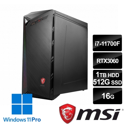 msi微星 Infinite 11TC-1450TW 電競桌機 (i7-11700F/16G/512G+1T/RTX3060-12G/Win11Pro)