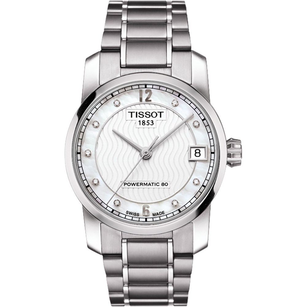 TISSOT 天梭 官方授權 T-Classic 【鈦】真鑽機械女錶-銀/32mm T0872074411600