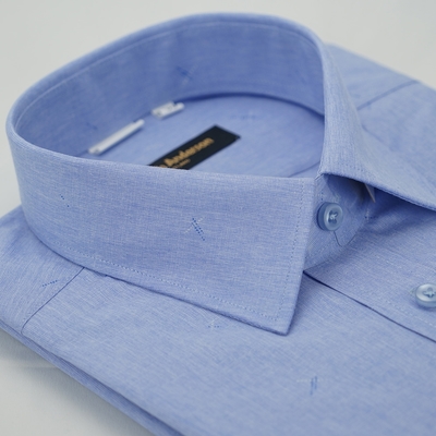 金安德森 藍色圖案窄版長袖襯衫