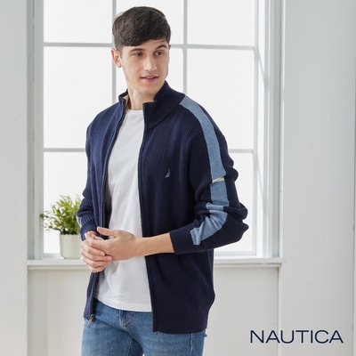 Nautica 男裝 拼接立領長袖外套-深藍