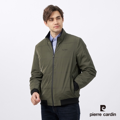 Pierre Cardin皮爾卡登 男款 都會休閒立領鋪棉印暗格夾克外套-軍綠色(5235767-47)