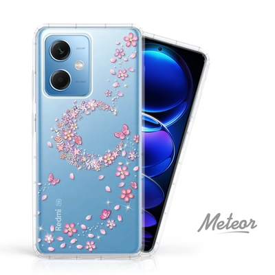 Meteor MI 紅米 Note 12 Pro+ 奧地利水鑽彩繪防摔殼 - 櫻月