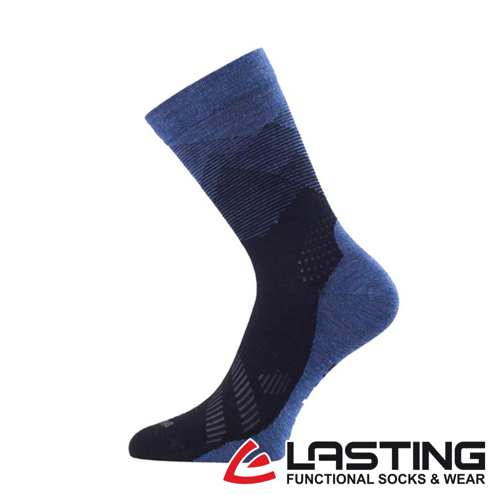 【LASTING捷克】美麗諾羊毛中筒健行襪(LT-FWR深藍/抗菌除臭/吸濕排汗/柔軟舒適)