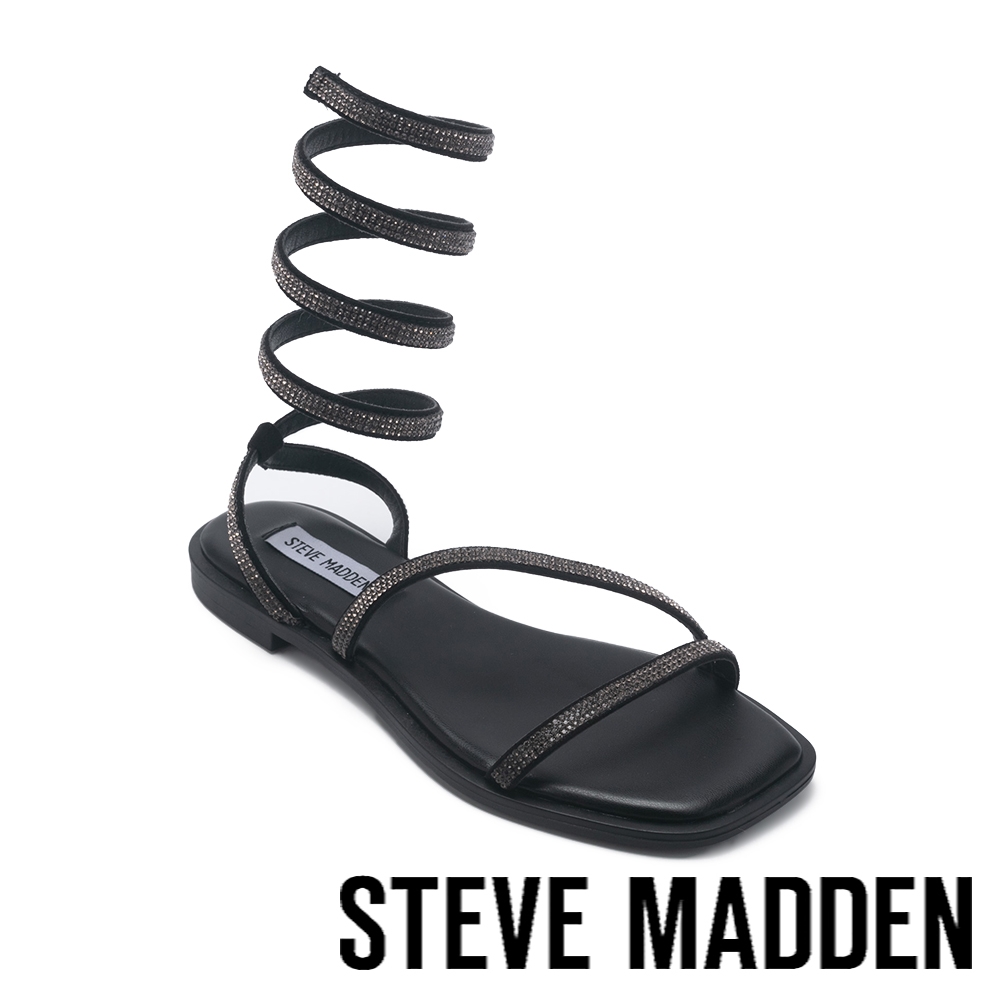STEVE MADDEN-AZARIA 鑽面平底羅馬鞋-黑色