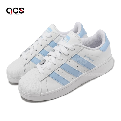 adidas 休閒鞋 Superstar XLG W 女鞋 白 水藍 皮革 貝殼頭 鋸齒三線 三葉草 愛迪達 IF3003