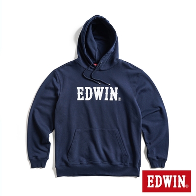 EDWIN 人氣復刻 LOGO連帽厚長袖T恤-男-丈青色