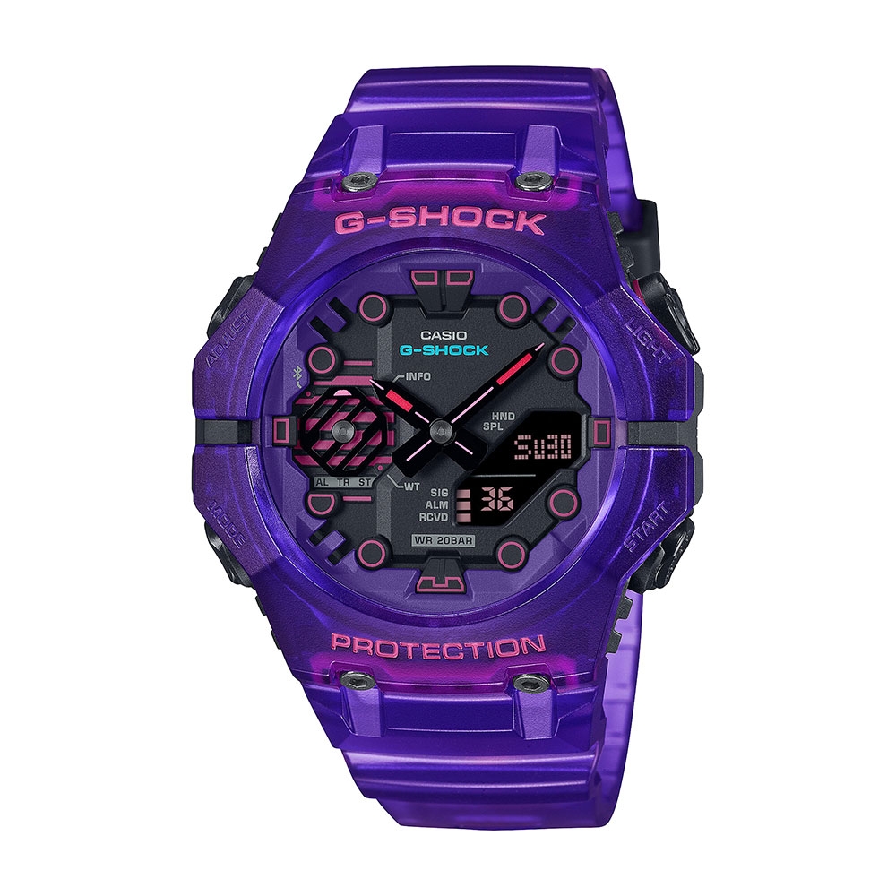 CASIO卡西歐 G-SHOCK 藍牙 科幻時尚 奇幻透紫 碳纖維核心防護 GA-B001CBRS-6A_46mm