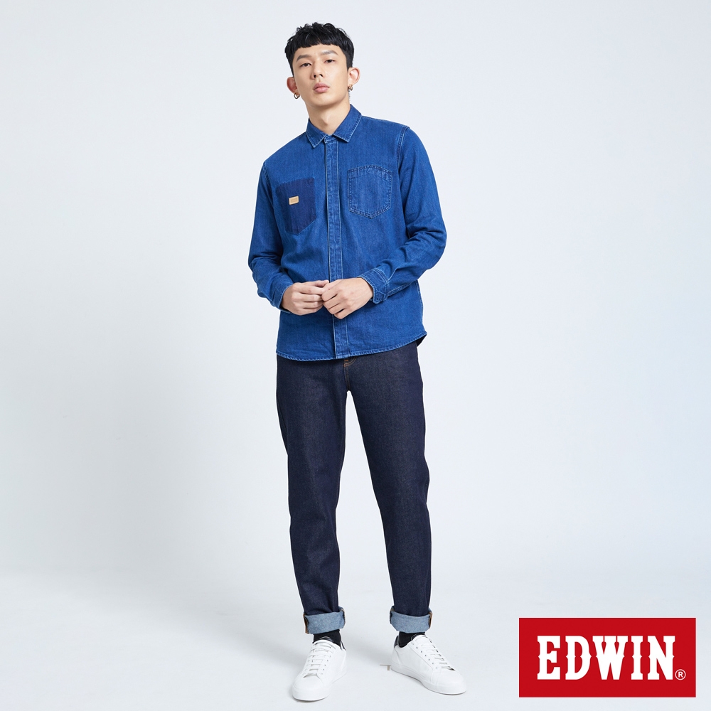 EDWIN  503 棉感復古AB牛仔長褲-男-原藍色