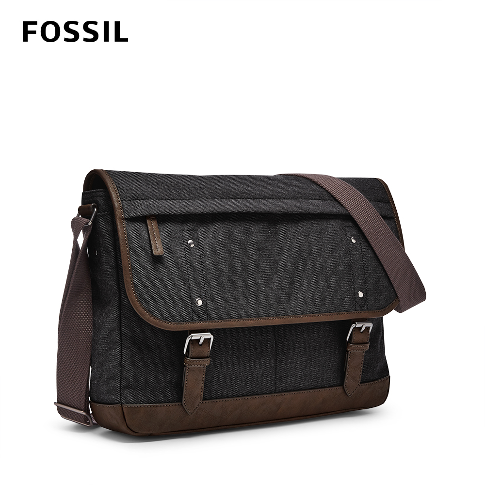 FOSSIL BUCKNER 率性帆布郵差包-深灰色 MBG9446001