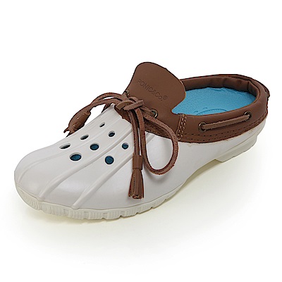 (男)Ponic&Co美國加州環保防水洞洞半包式拖鞋-灰白色