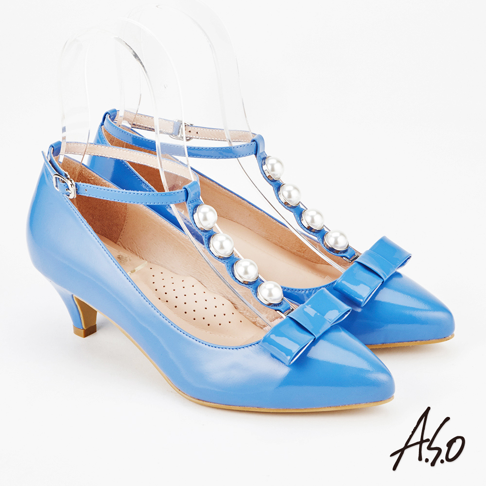 A.S.O 百變女伶 時尚摩登都會低跟鞋 藍 product image 1