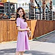 純色蕾絲雕花拼接傘襬洋裝-OB大尺碼 product thumbnail 1
