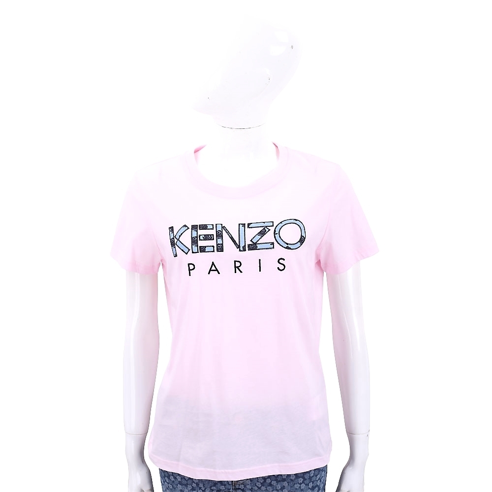 KENZO 玫瑰字母設計粉色棉質短袖T恤