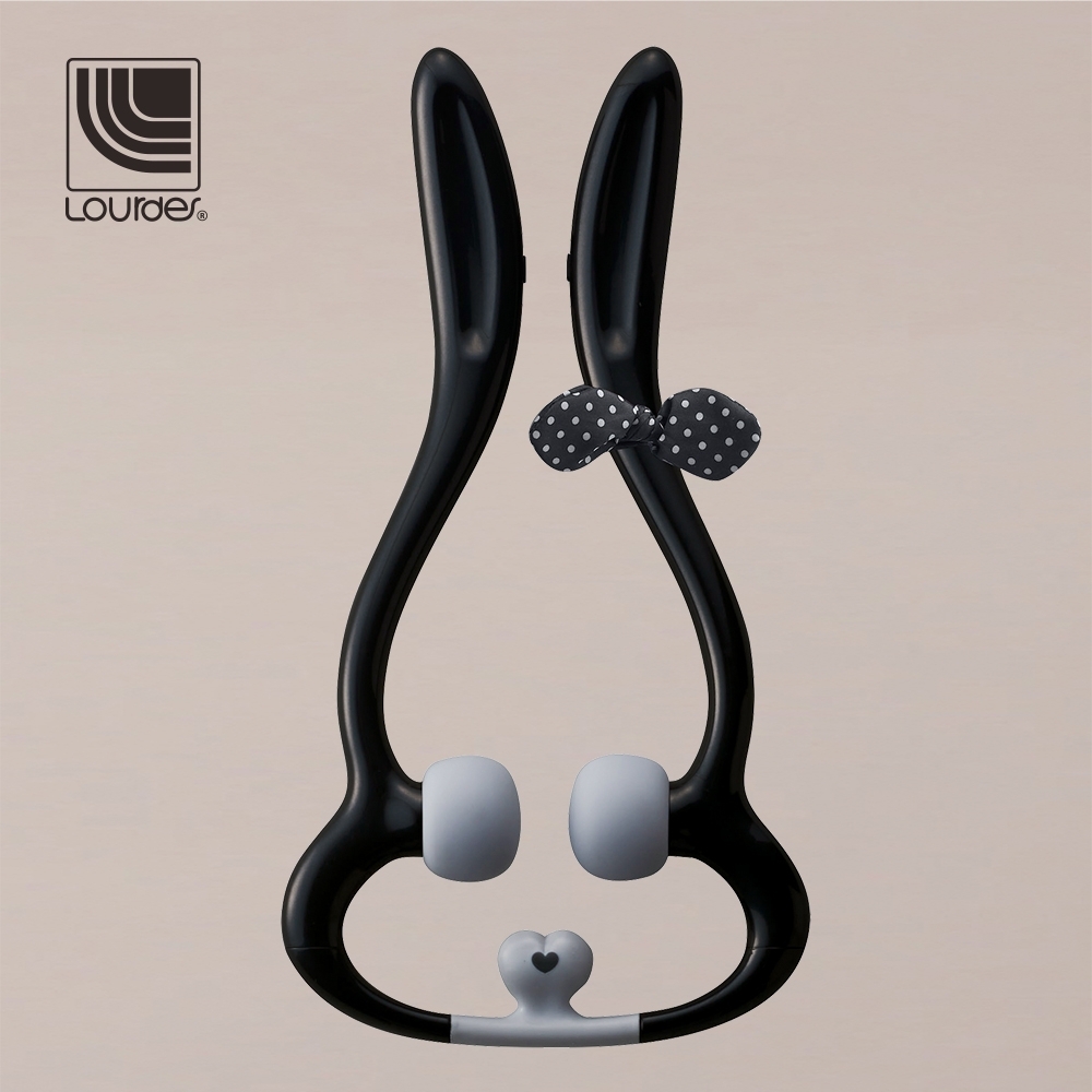 【日本ATEX】Lourdes兔子造型手持震動肩頸按摩器(黑色)