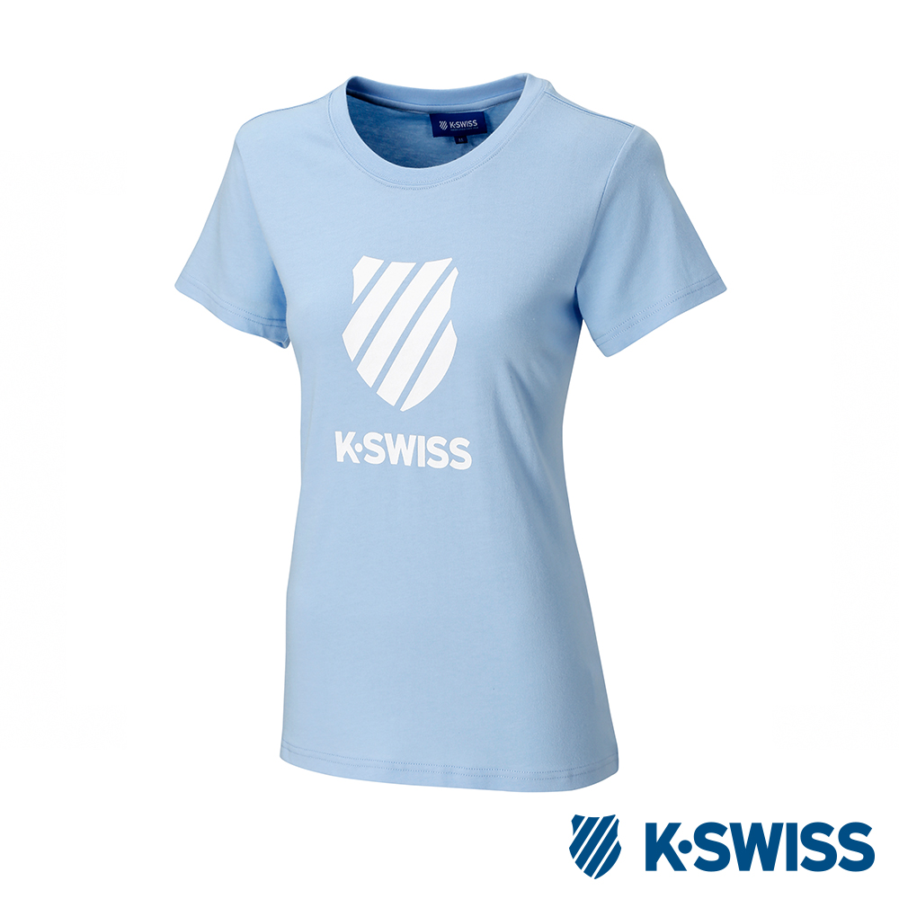 K-SWISS KS CI Logo Tee印花短袖T恤-女-粉藍