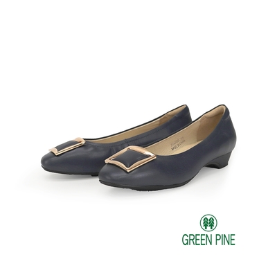 GREEN PINE吸睛飾釦低跟鞋藍色(00328883)