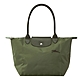 LONGCHAMP LE PLIAGE GREEN刺繡LOGO 摺疊再生尼龍長把水餃包(中款/多色任選) product thumbnail 3