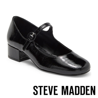 STEVE MADDEN-SESSILY 低跟圓頭瑪莉珍鞋-黑色