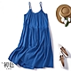 初色 日系時尚寬鬆無袖清涼感吊帶裙連身裙長裙洋裝-藍色-68944(M-2XL可選) product thumbnail 1