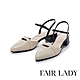 FAIR LADY 芯太軟 甜美撞色後拉帶低跟鞋 亞麻(402865) product thumbnail 1