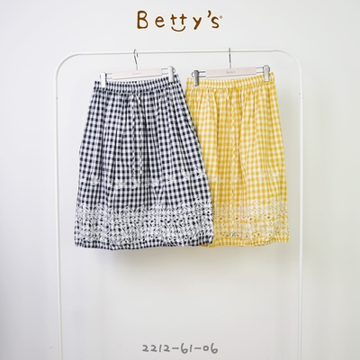 betty’s專櫃款　鬆緊抽繩刺繡蕾絲裙 (黑色)