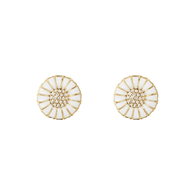 Georg Jensen 喬治傑生- DAISY 18K黃金電鍍純銀 鑽石鑲嵌 針式耳環