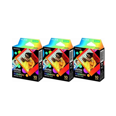 富士 instax SQUARE RAINBOW 彩虹方型底片 3盒 (3入共30張)